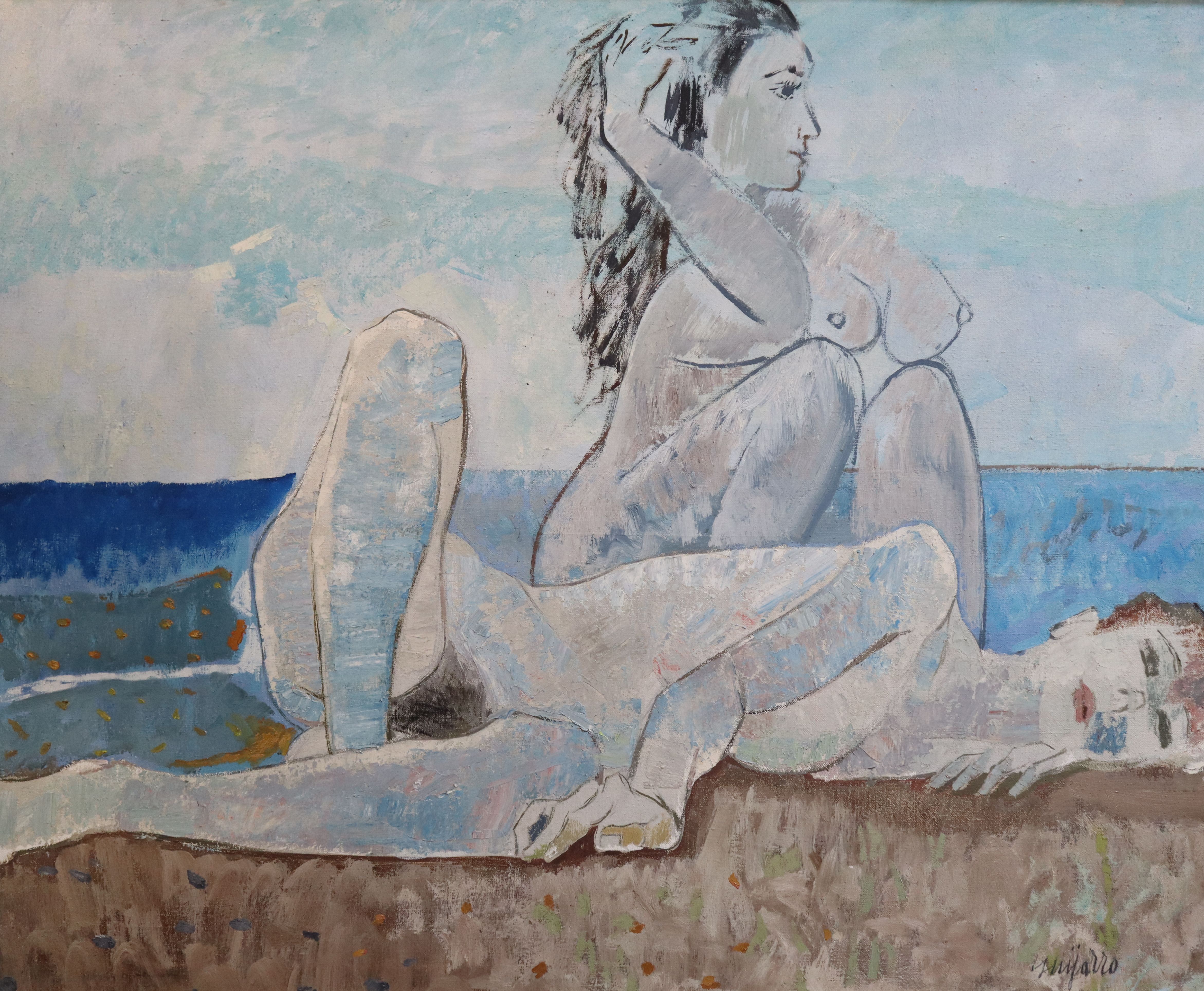 Antonio Guijarro (Spanish, 1923-2011) Nudes on the seashore 31.25 x 38.75in.